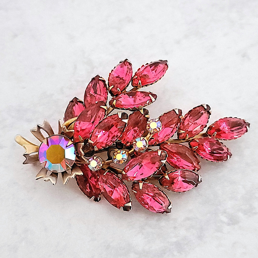Vintage pink rhinestone pin.