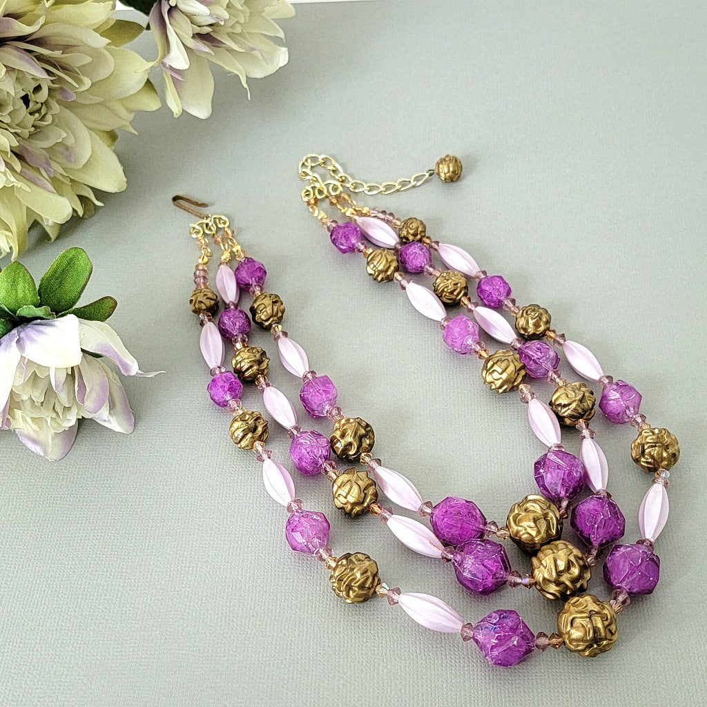 Vintage Germany lucite choker, purple.