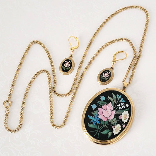 Vintage Avon Florentine Flowers necklace and earrings.