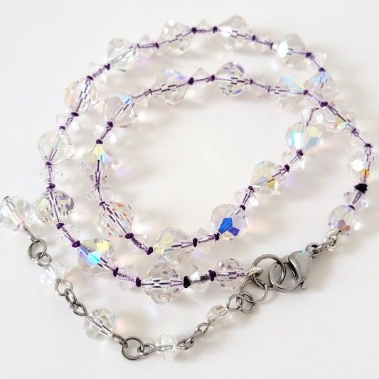 Aurora borealis glass necklace.