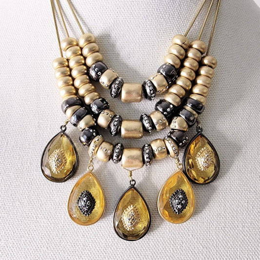 Chicos Topaz Acrylic Drop Dangle Bib Necklace