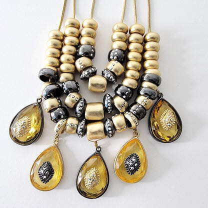 Chicos Topaz Acrylic Drop Dangle Bib Necklace