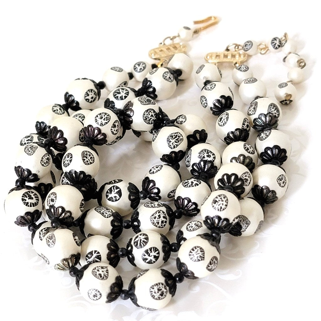 Black and white beaded necklace.