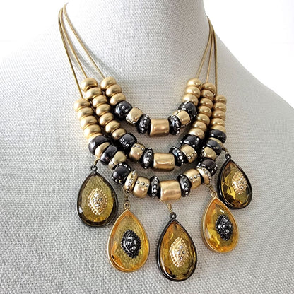 Chicos Topaz Acrylic Drop Dangle Bib Necklace