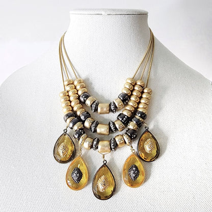 Chicos Topaz Acrylic Drop Dangle Bib Necklace