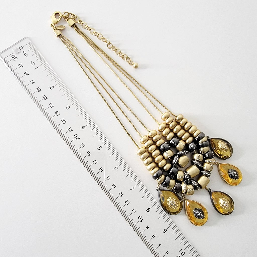 Chicos Topaz Acrylic Drop Dangle Bib Necklace