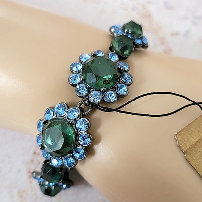 Monet Green and Blue Rhinestone Bracelet
