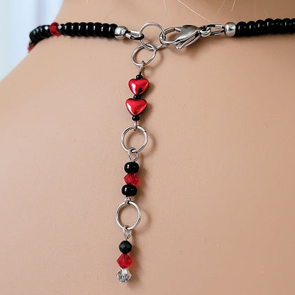 Beaded extender chain on a necklace.