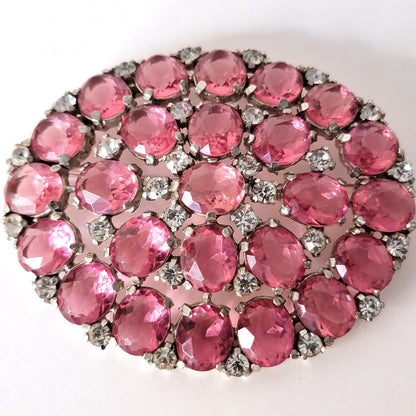 Large pink lucite brooch.