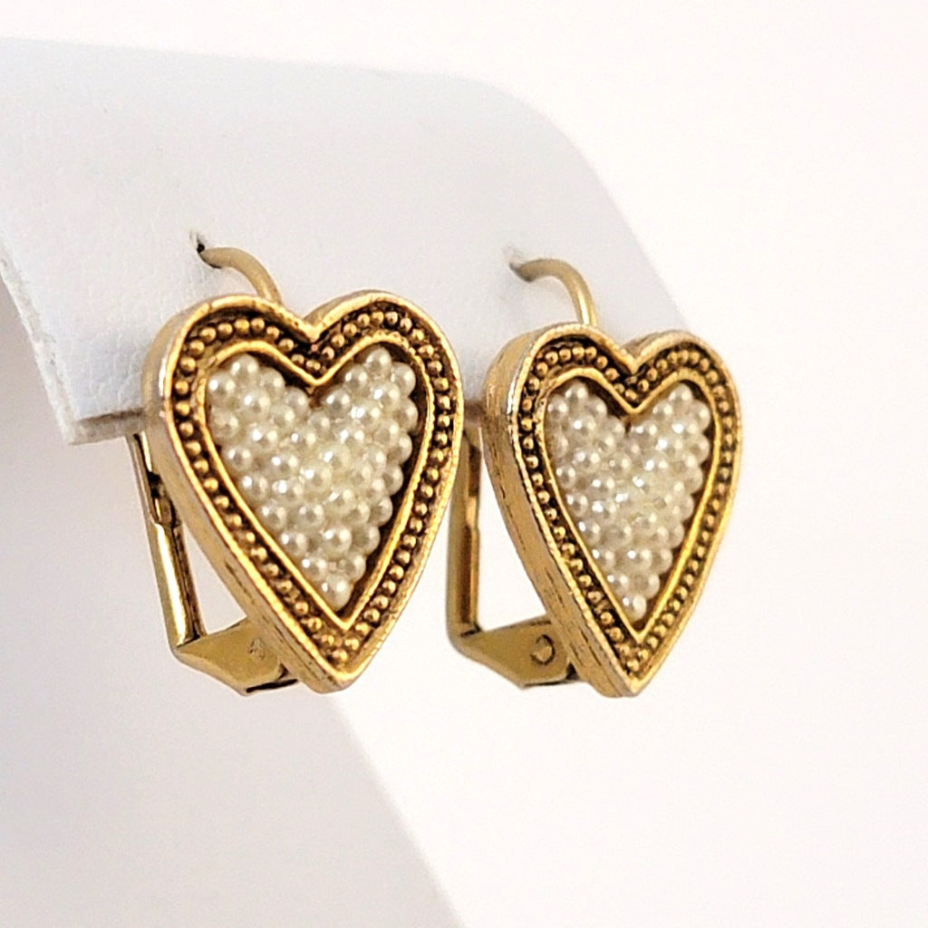 Lever back heart earrings.