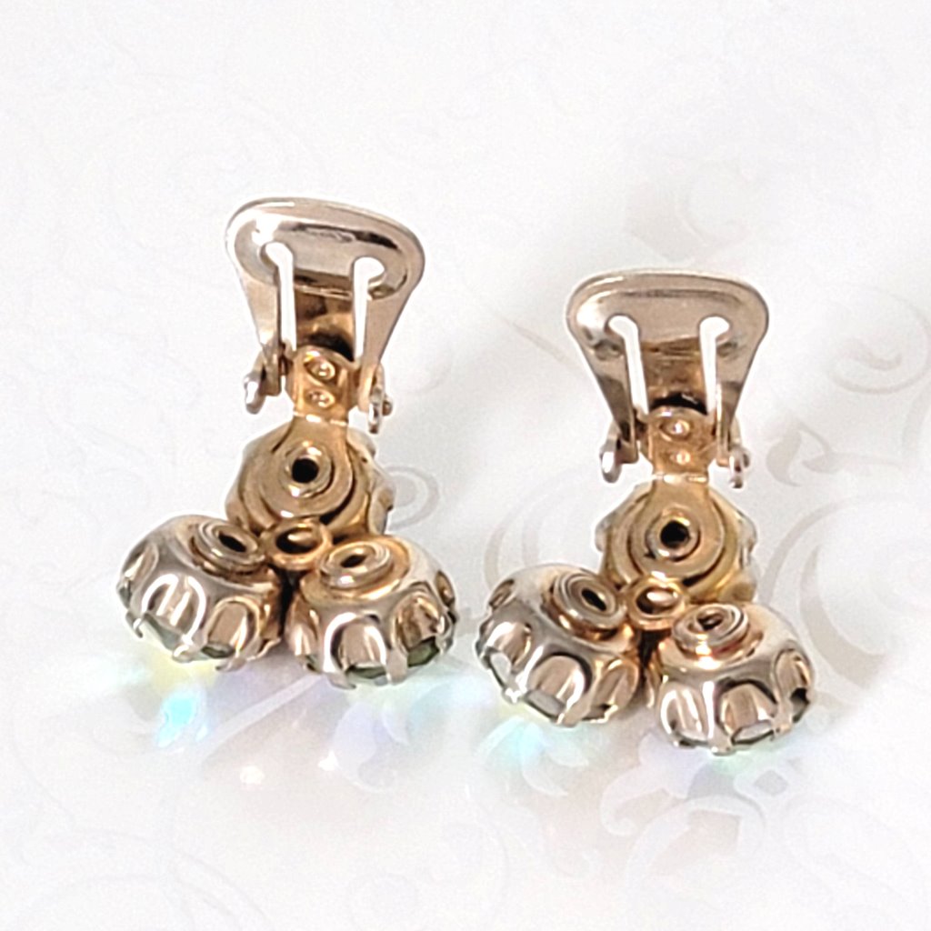 Inside back view of vintage Weiss clip-on earrings.