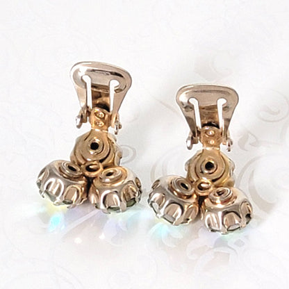 Inside back view of vintage Weiss clip-on earrings.