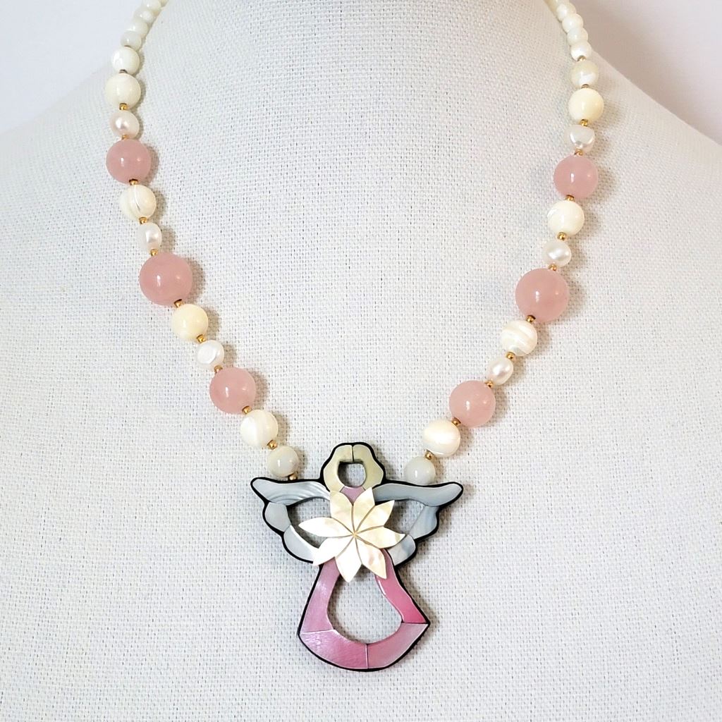 Lee Sands gemstone angel necklace..