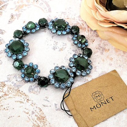 Monet Green and Blue Rhinestone Bracelet