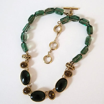 Green glass beaded necklace.