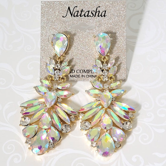 Big rhinestone bling earrings, by Natasha, with original card.