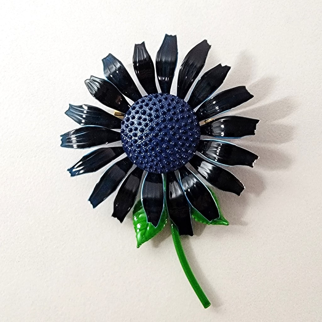 Blue vintage flower brooch.