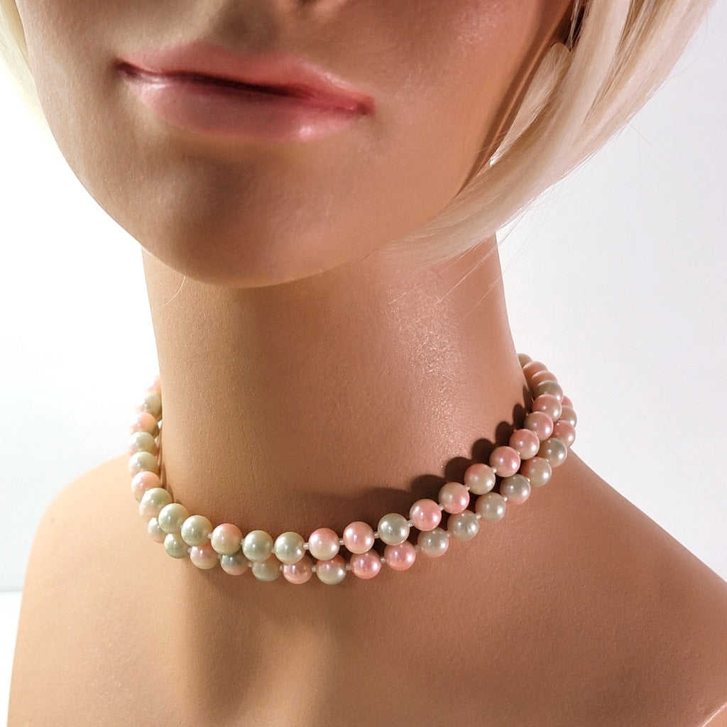 Pink and blue vintage necklace.