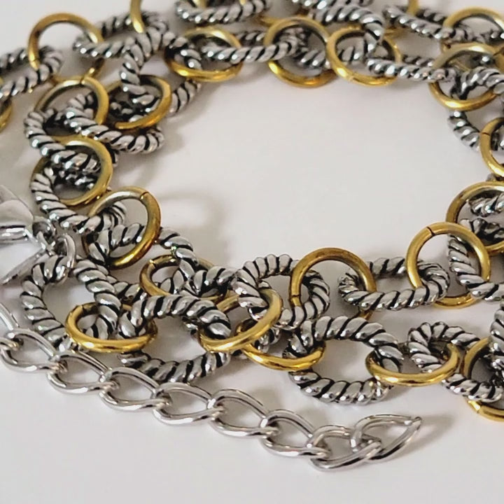 Silver and gold tone necklace.