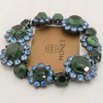 Monet Green and Blue Rhinestone Bracelet