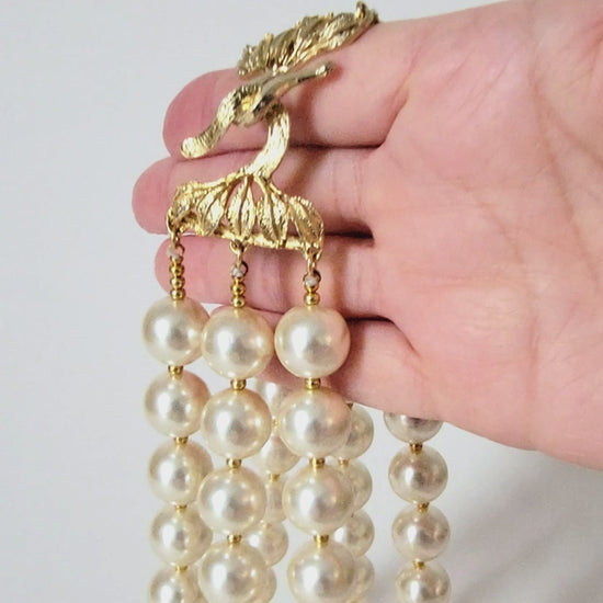 Faux pearl choker necklace.
