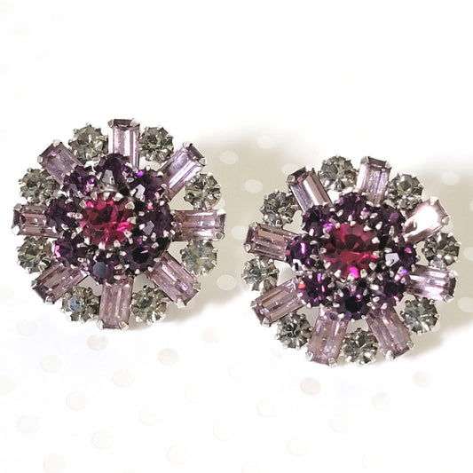 Vendome purple rhinestone earrings.