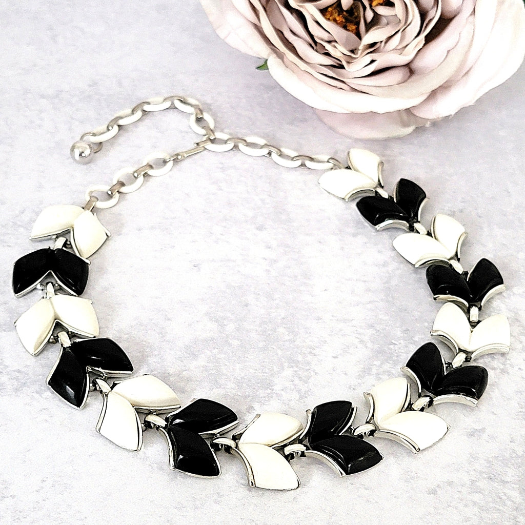 Vintage black and white choker necklace.