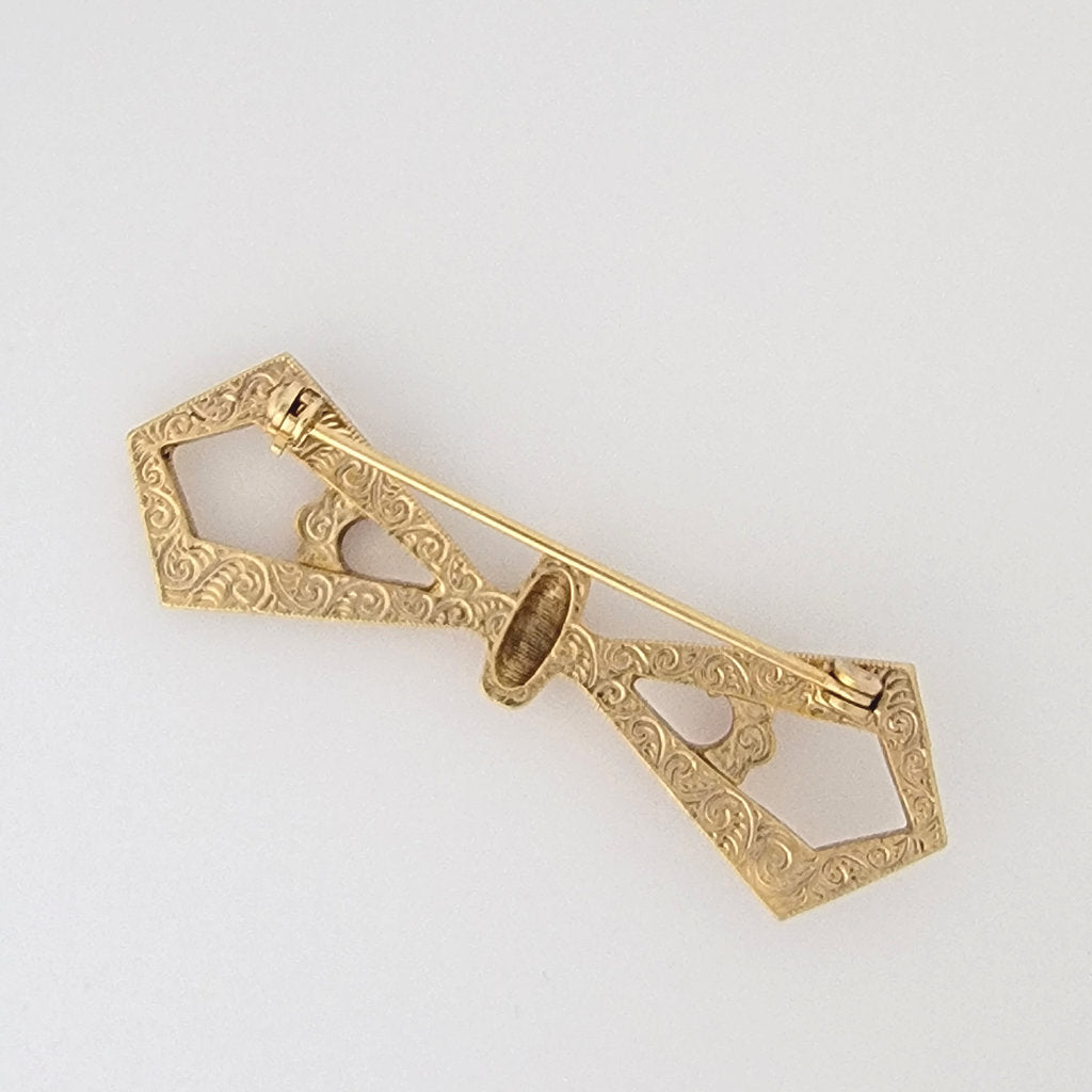 Back view of 1928 bow brooch.