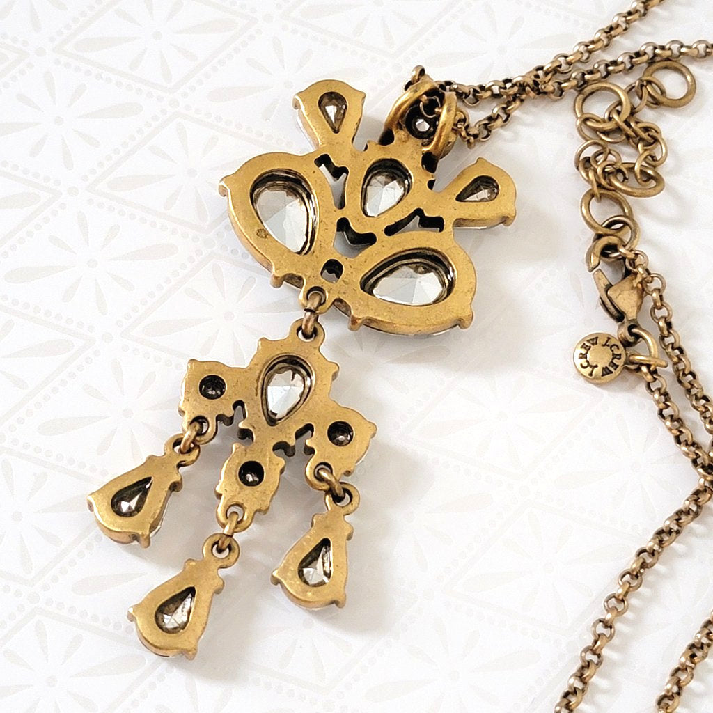 back side of J Crew rhinestone pendant