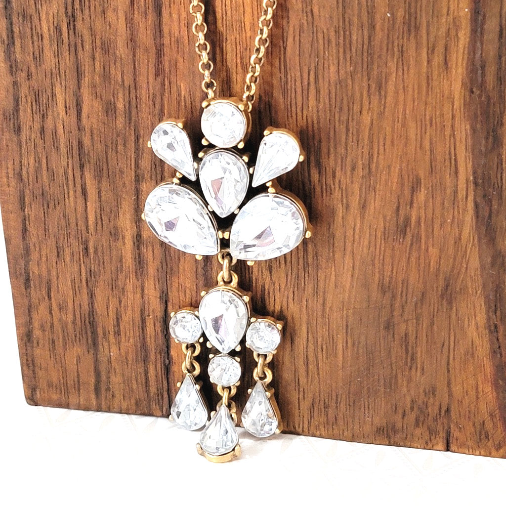 closeup of bid rhinestone dangle pendant