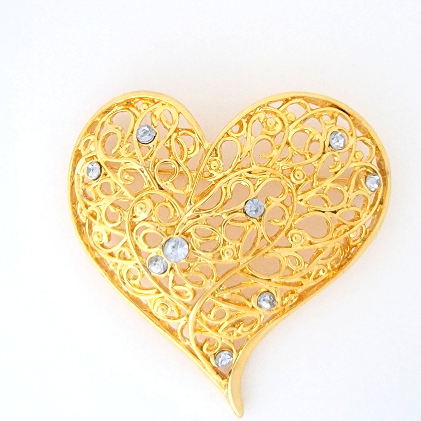Liz Claiborne Rhinestone Heart Brooch