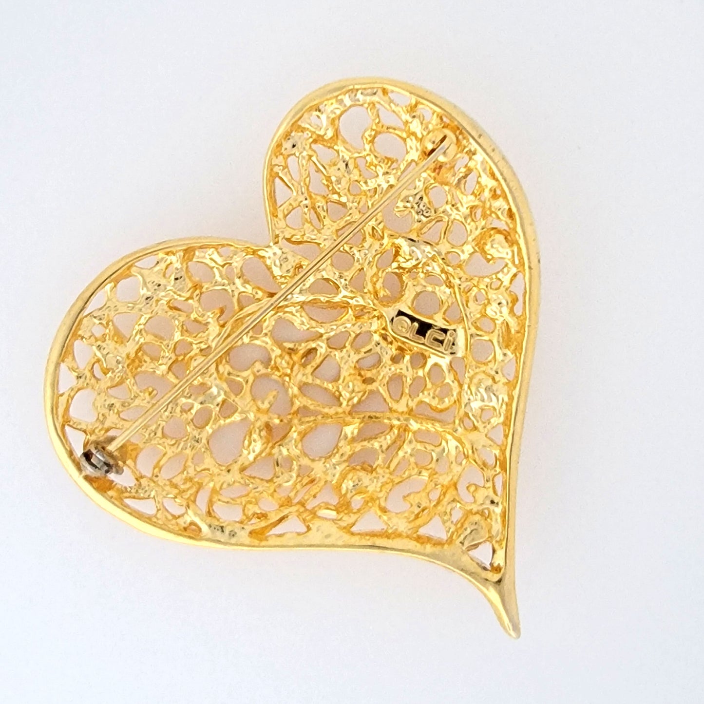 Liz Claiborne Rhinestone Heart Brooch