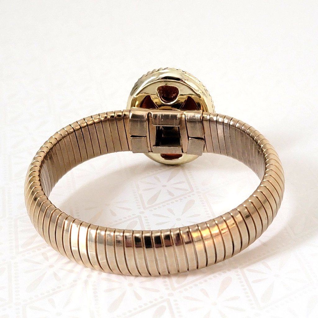 Inside view of cameo, omega stretch bracelet.