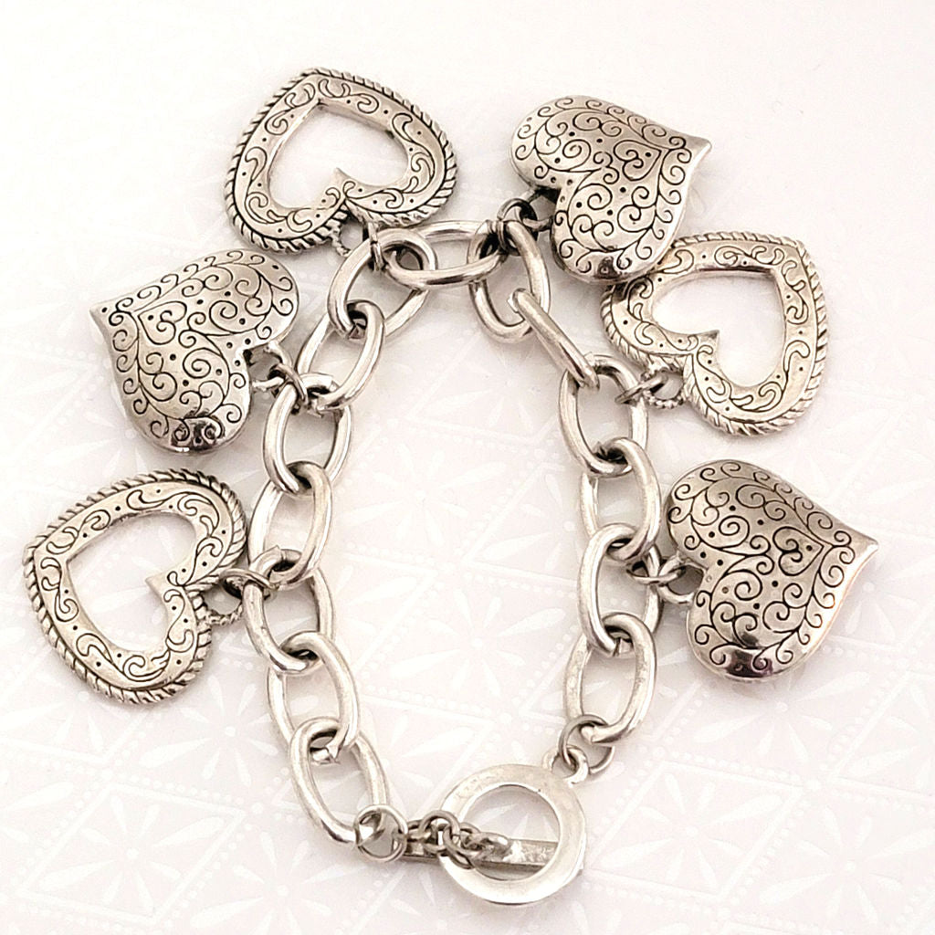 big hearts, charm bracelet, back view