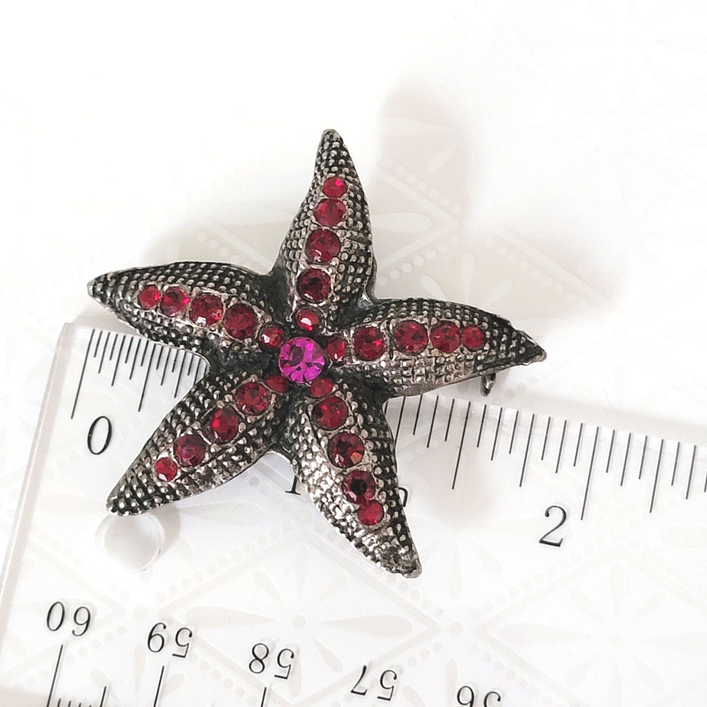 Pollak starfish brooch next to a ruler.