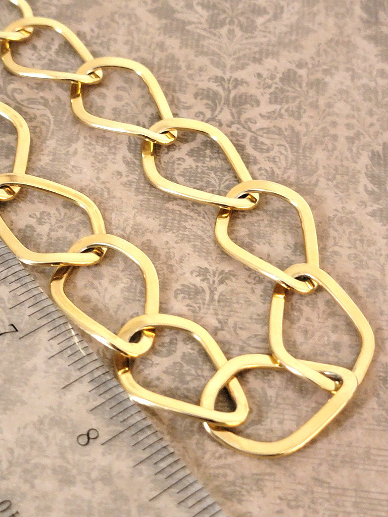 Gold Tone Curb Chain Choker Necklace