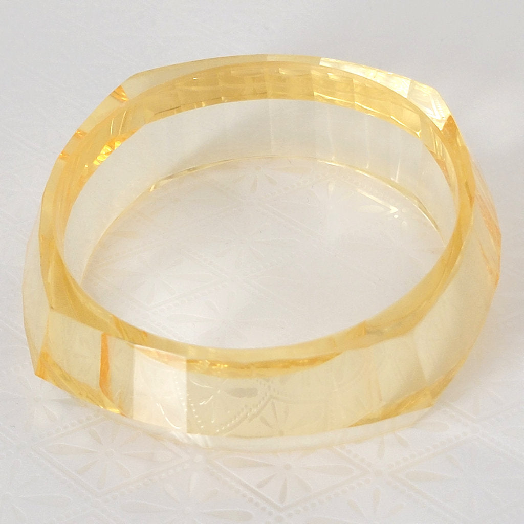 Yellow transparent acrylic, bangle bracelet.
